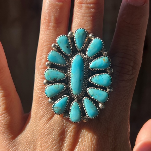Turquoise cluster Statement Ring - Picture 3 of 6